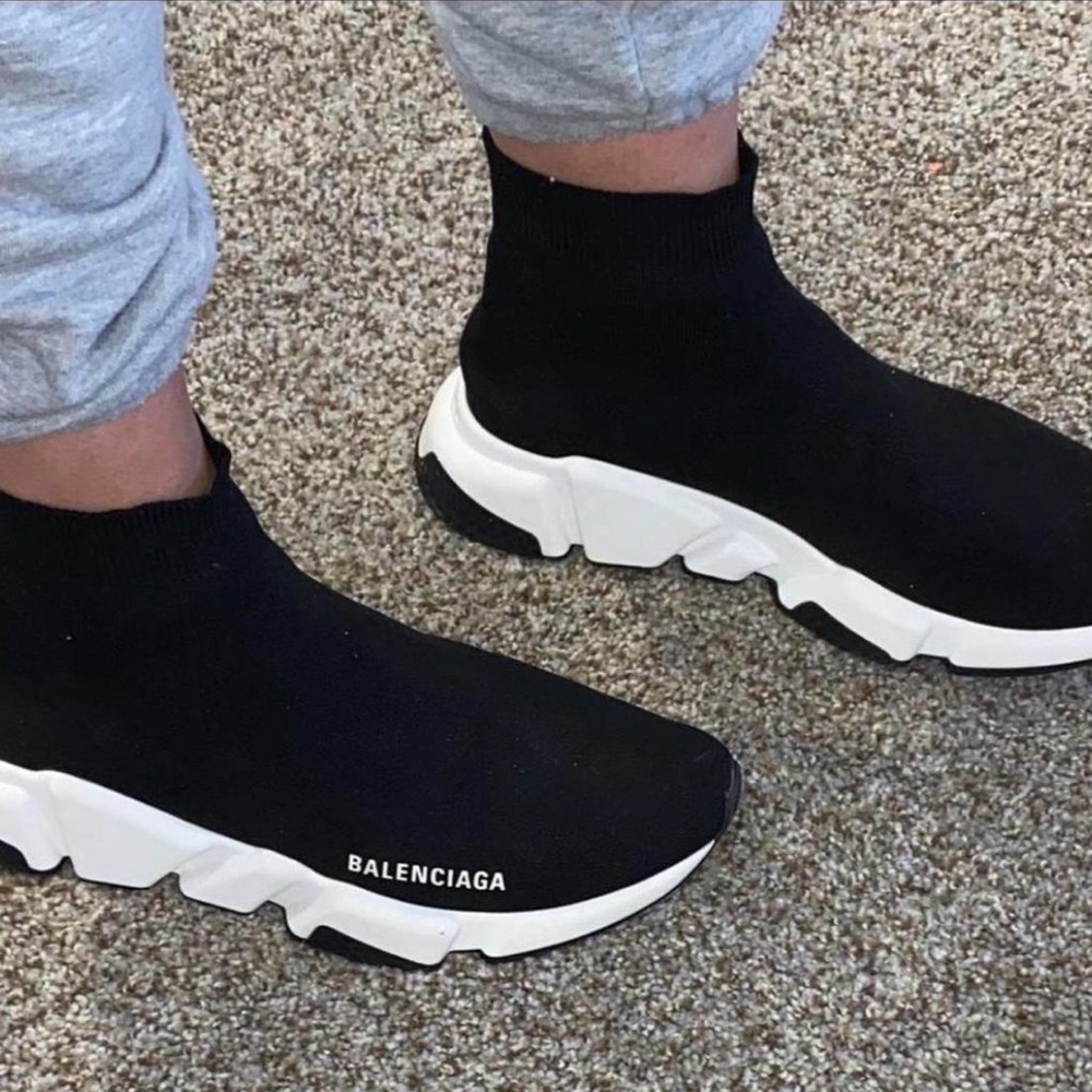 Balenciaga Black and White Speed Trainer